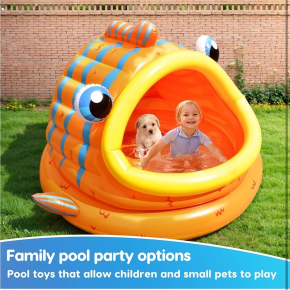 Indoor & Outdoor Inflatable Shade Kiddie 👦🏻👧🏻 Pool with Whale 🐳 Canopy - Picture 7 of 9